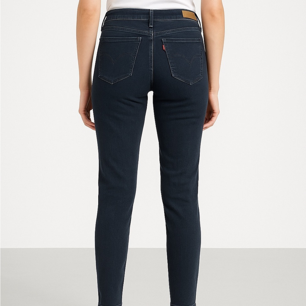 Levi's Women's High Rise Dark Charcoal Blue Jeans W29 L32 Jeans 4 Boots - Picture 3 of 7